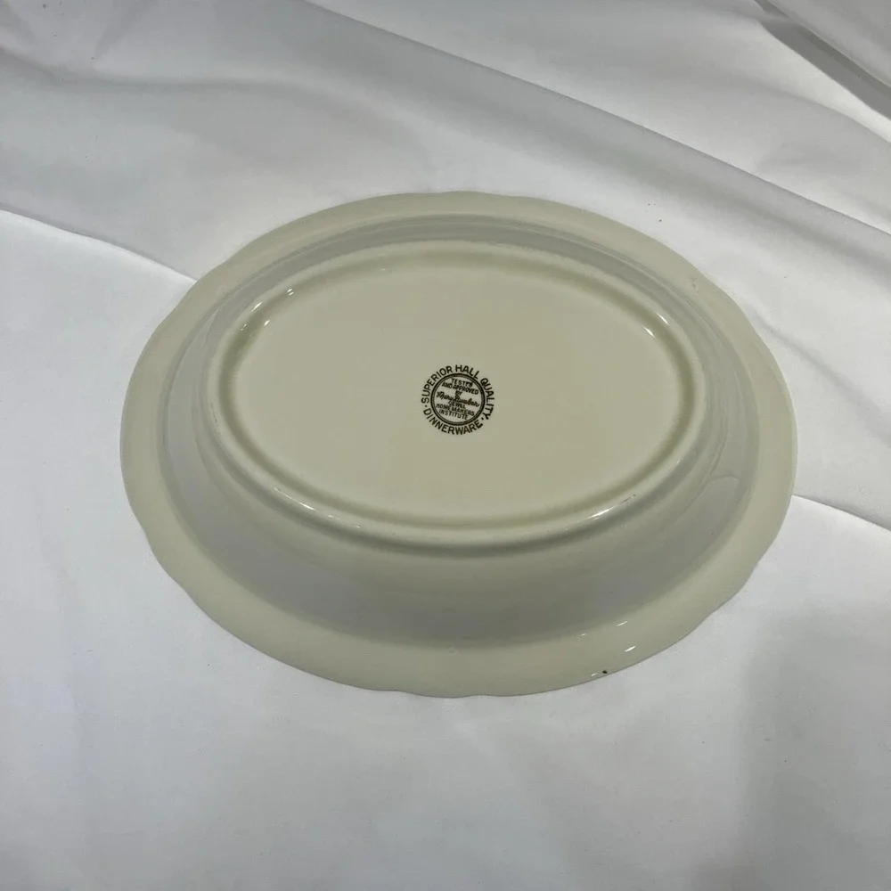 Hall's Jewel Tea Autumn Leaf Oval Serving Bowl Vegetable Dish 10.5 x 8 Vtg